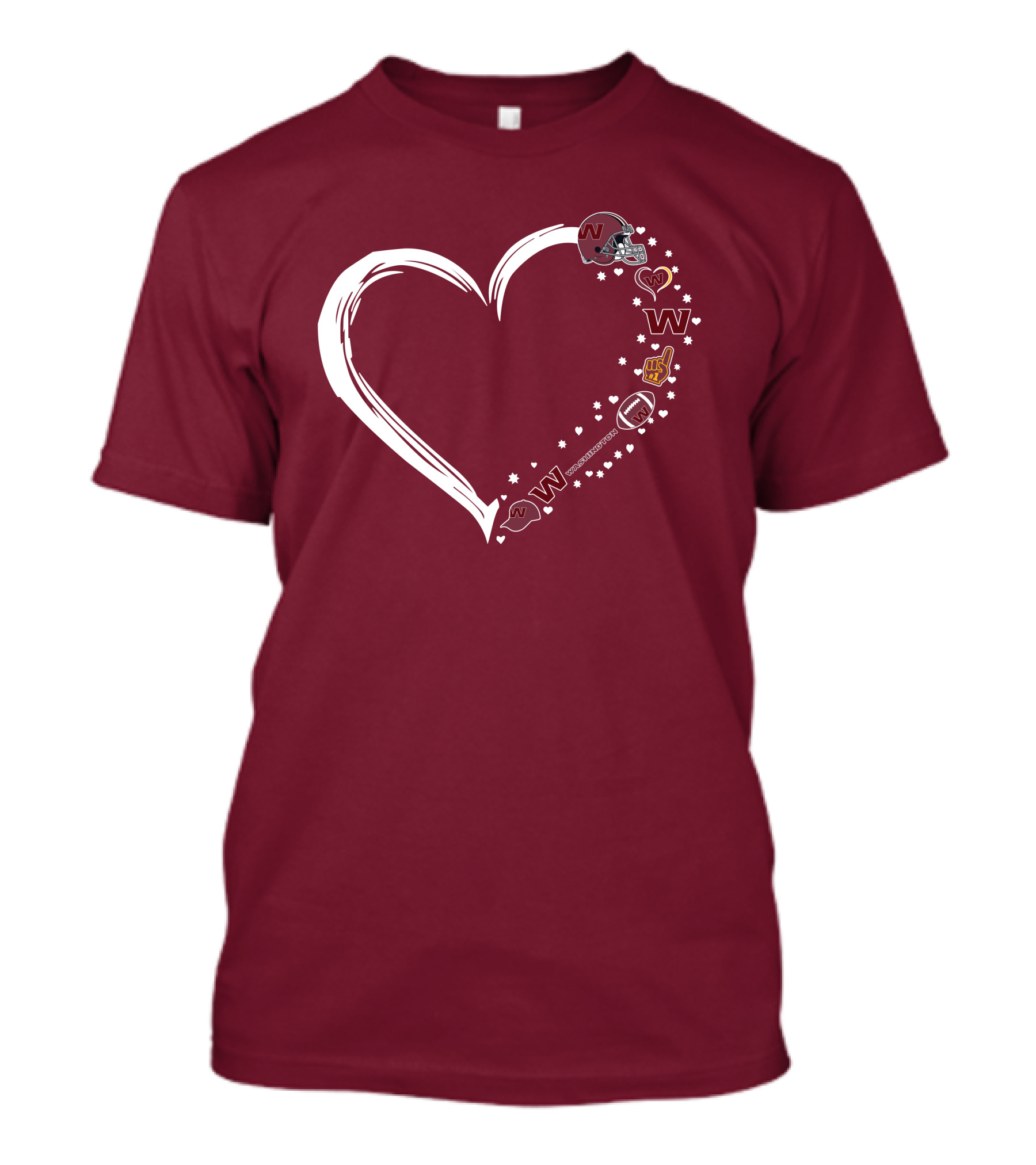 Washington Football Team Heart Helmet Fan W Love #1 T-Shirt