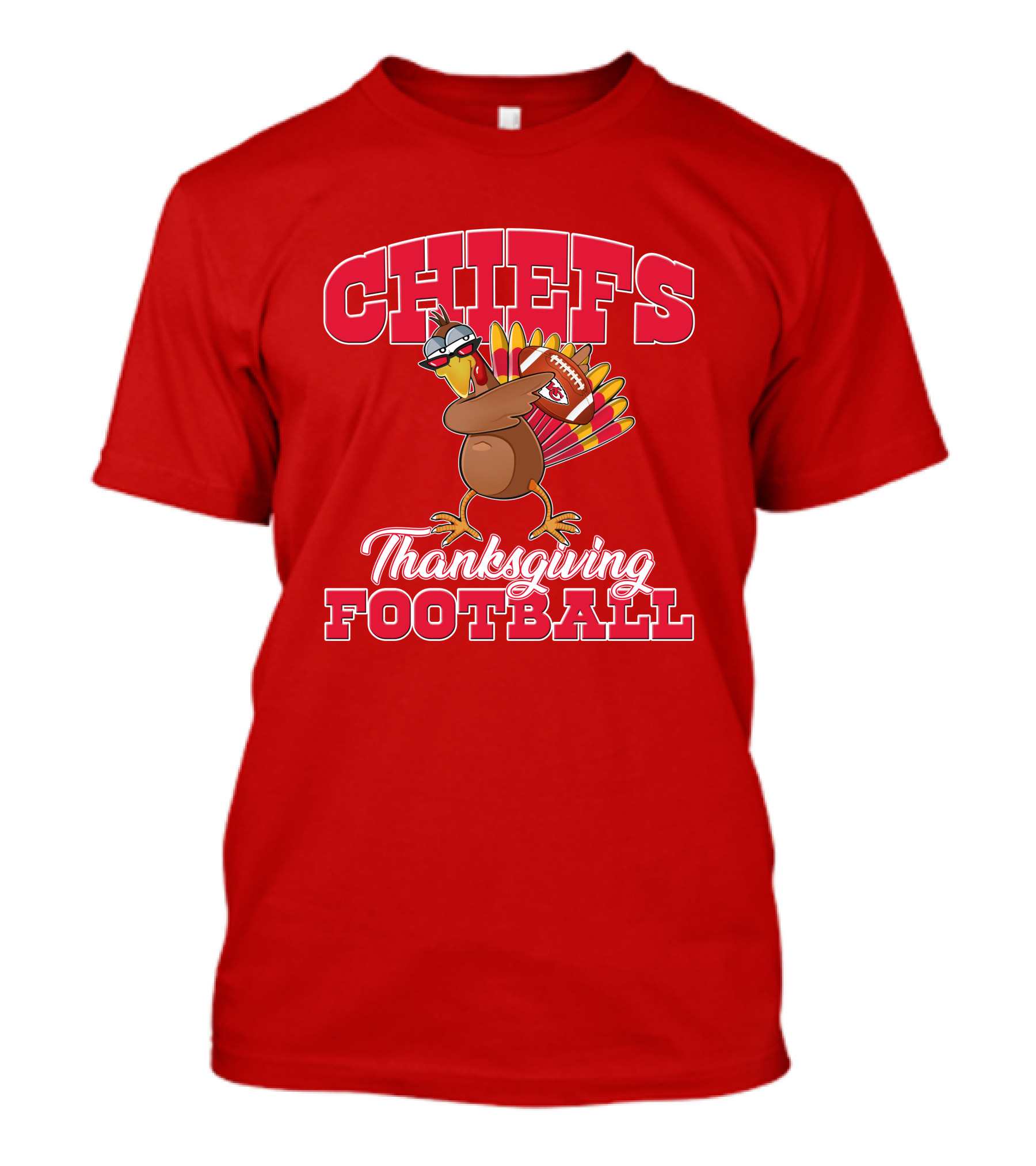 Chiefs Thanksgiving Football Turkey Holding Football T-Shirt