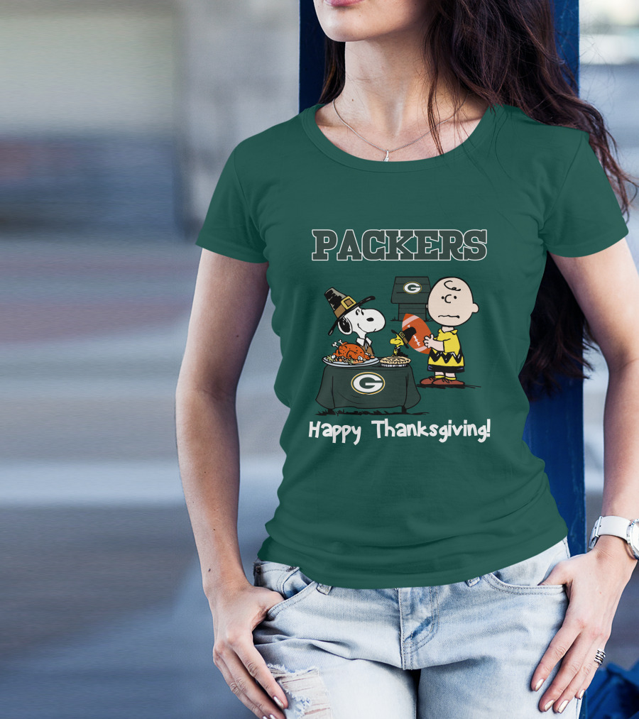 Packers Snoopy Charlie Brown Happy Thanksgiving T-Shirt