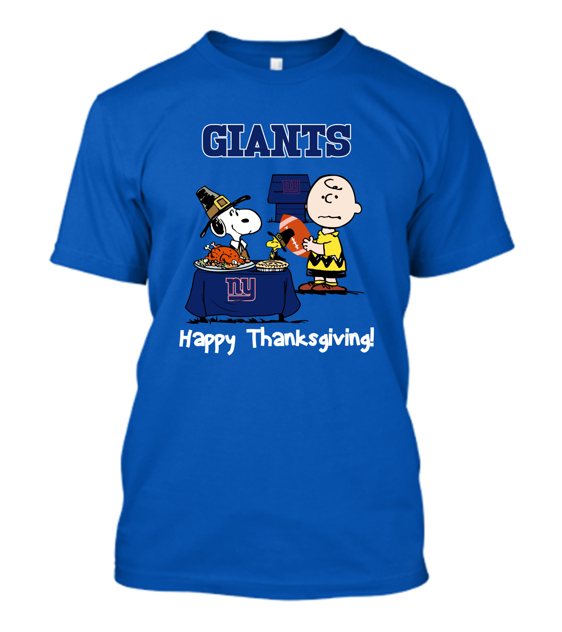 GIANTS Snoopy Happy Thanksgiving Football Charlie Brown T-Shirt
