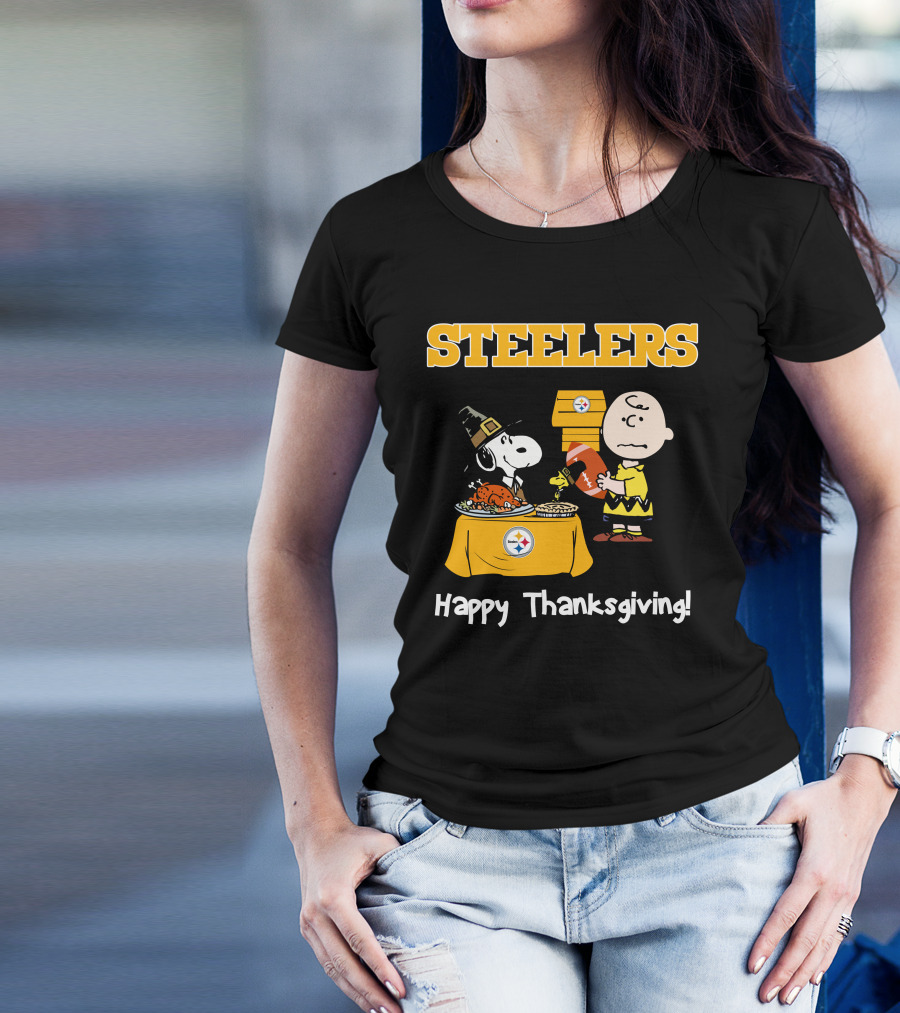 Steelers Snoopy Charlie Brown Happy Thanksgiving T-Shirt