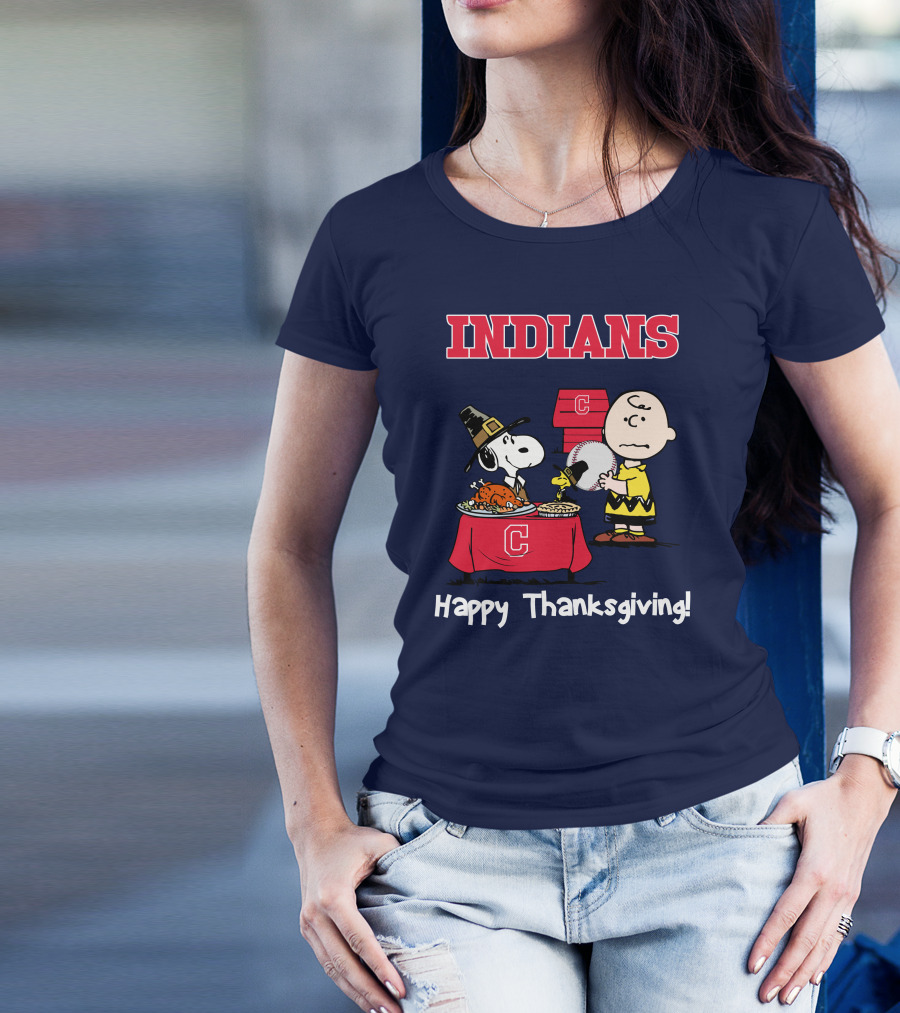 Indians Snoopy Happy Thanksgiving Charlie Brown Peanuts T-Shirt