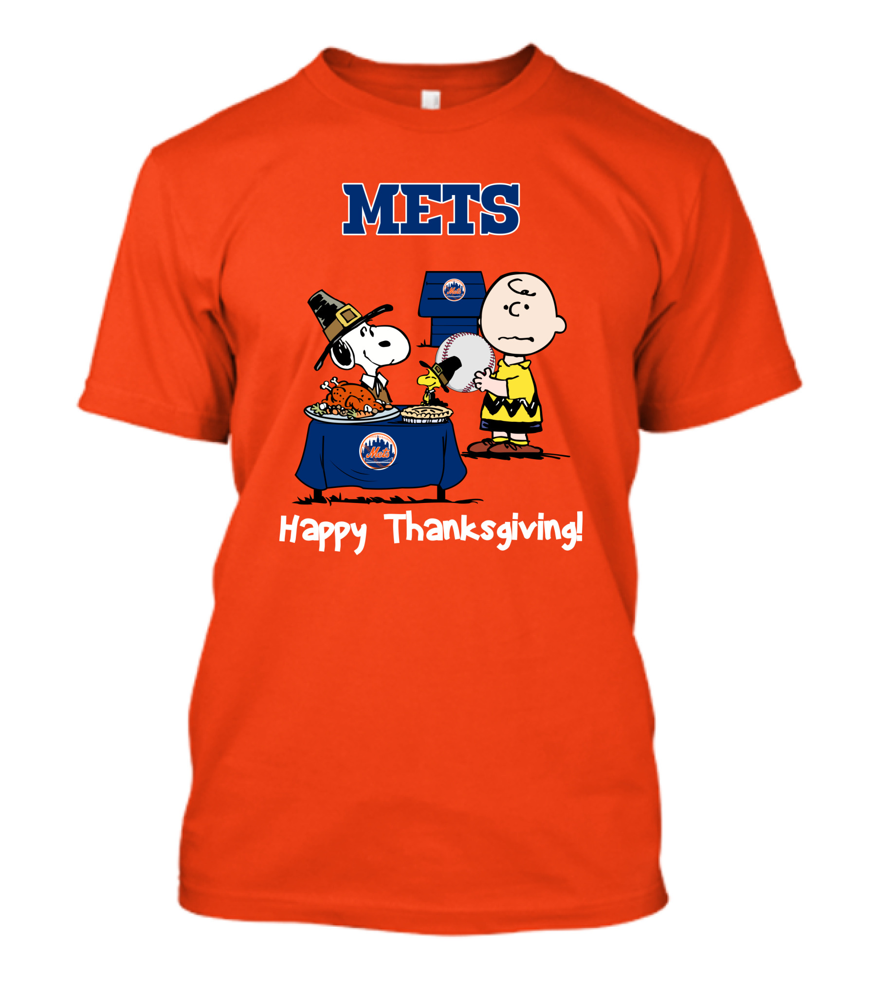 Mets Snoopy Charlie Brown Happy Thanksgiving Baseball Feast T-Shirt