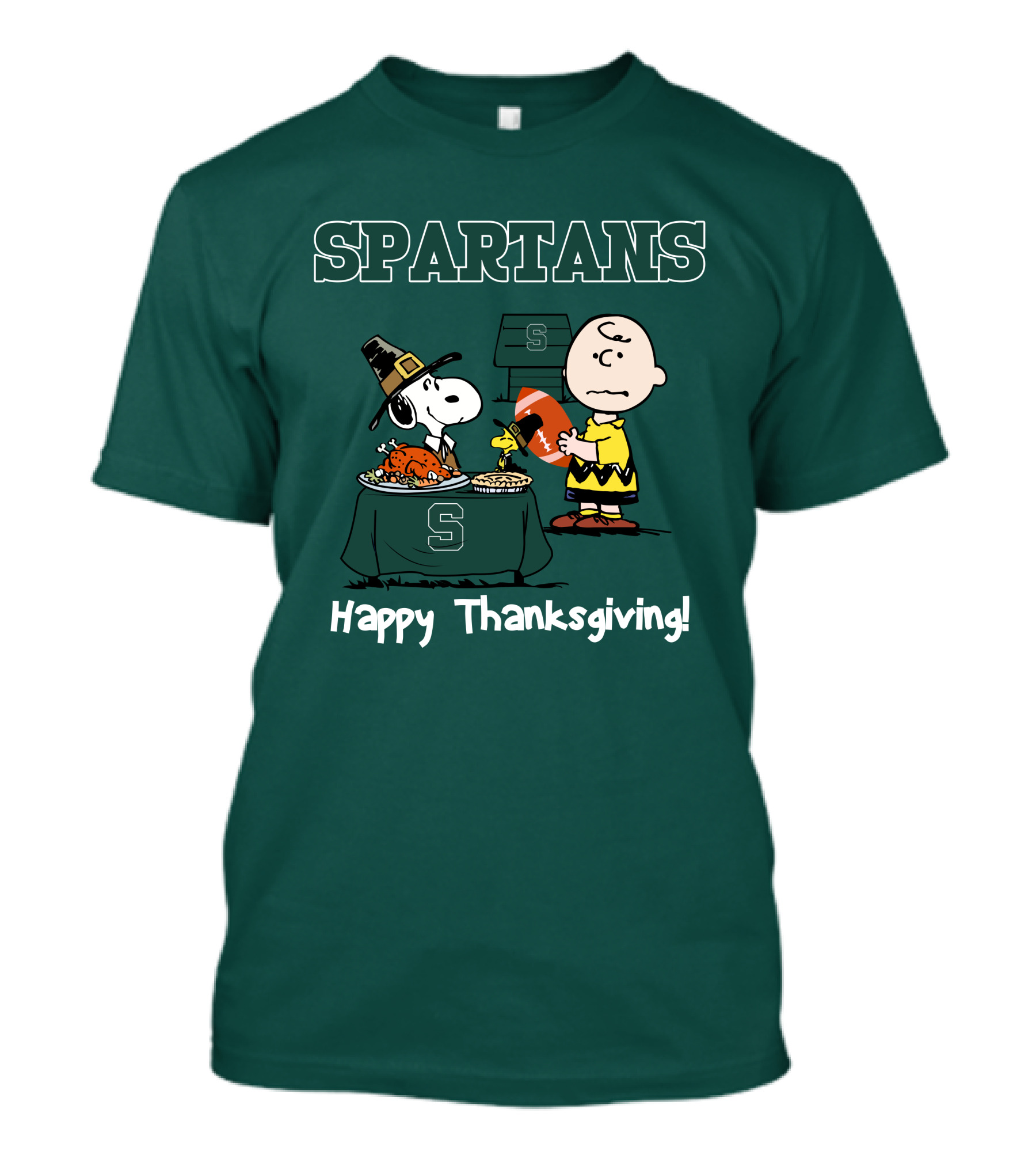 Spartans Snoopy Charlie Brown Thanksgiving Football T-Shirt