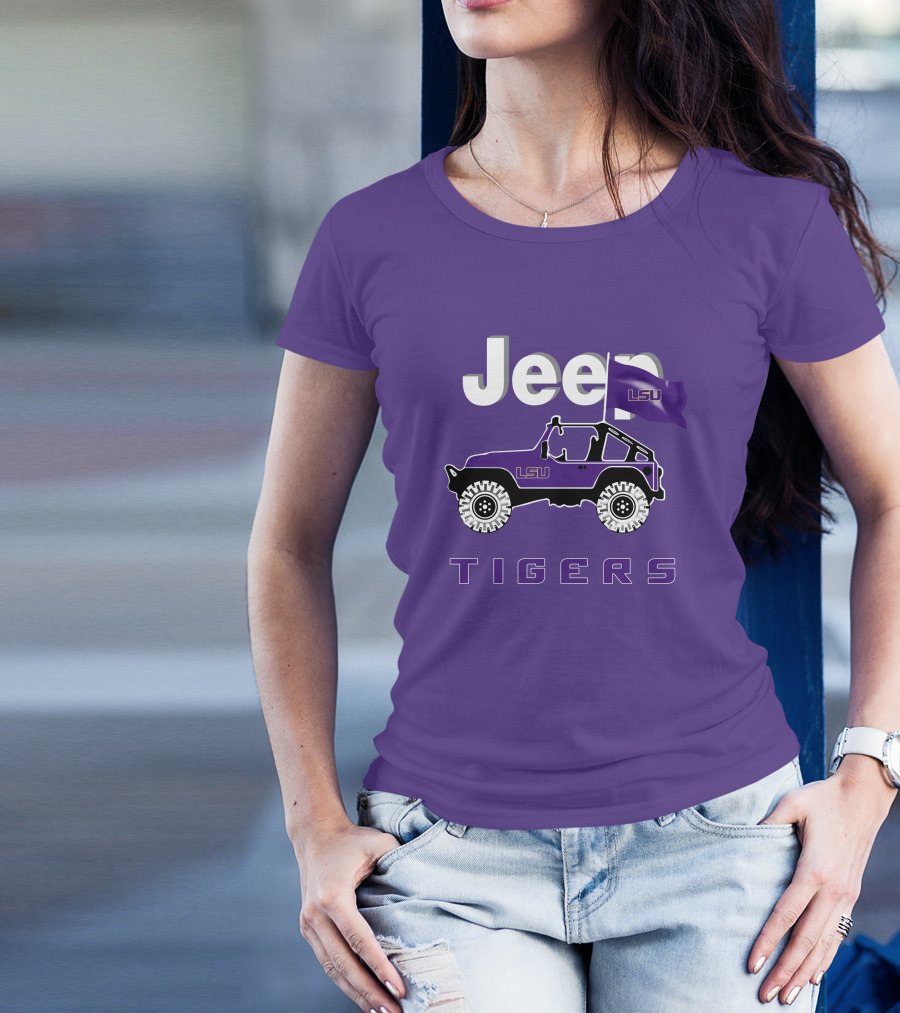 Jeep Lsu Tigers Purple Flag T-Shirt