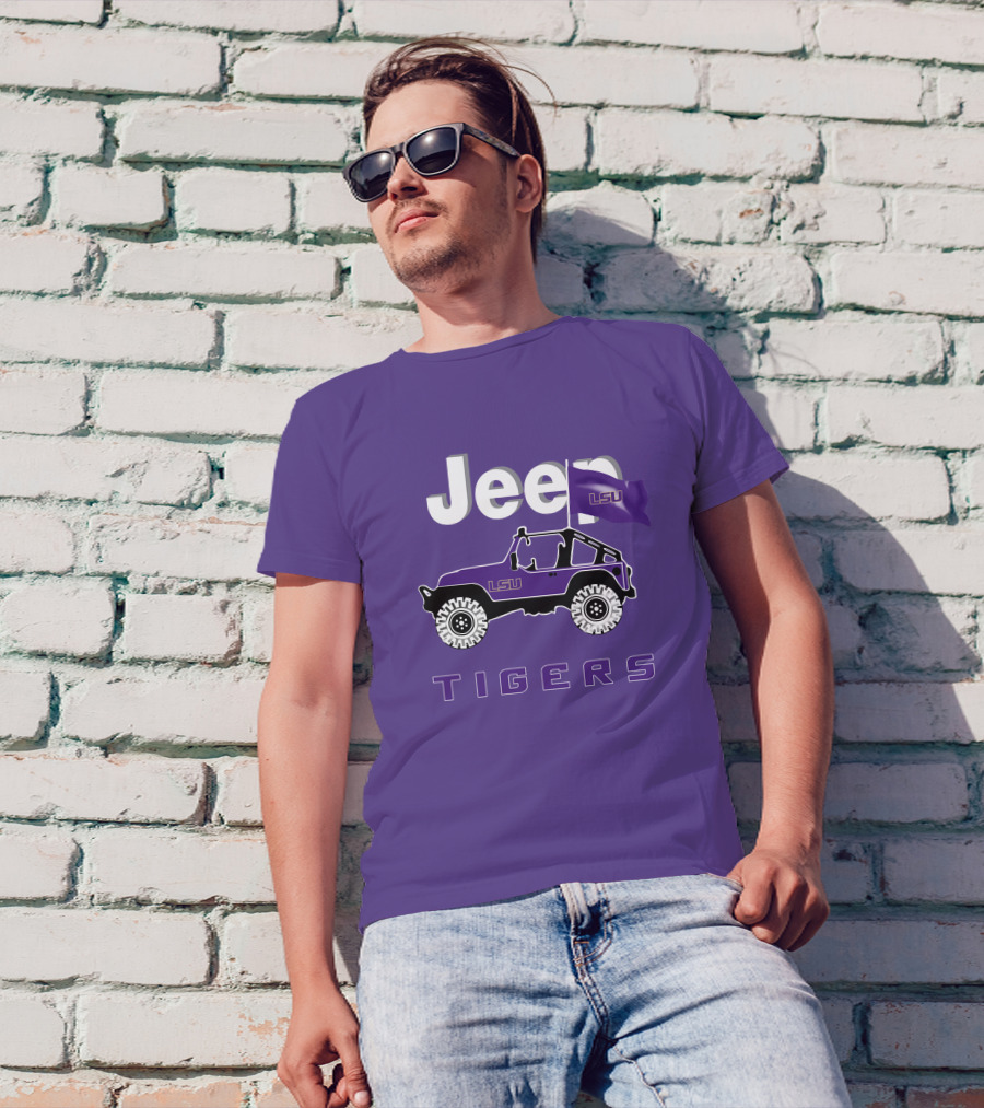 Jeep Lsu Tigers Purple Flag T-Shirt