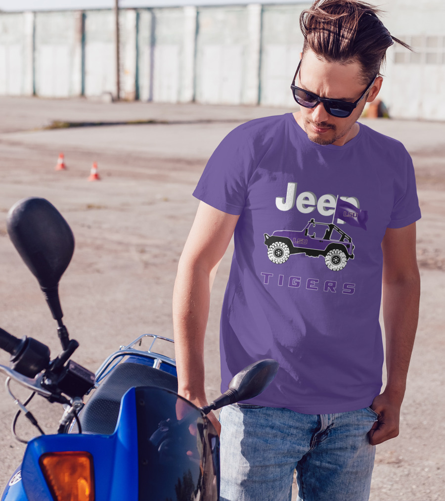 Jeep Lsu Tigers Purple Flag T-Shirt