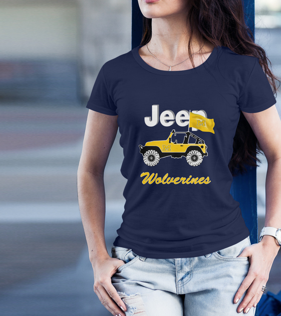 Jeep Michigan Wolverines M Flag Yellow T-Shirt