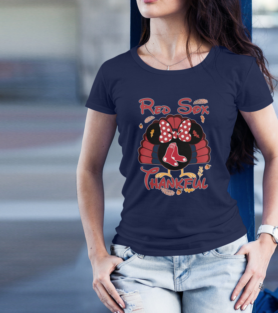 Red Sox Thankful Minnie Thanksgiving Turkey T-Shirt