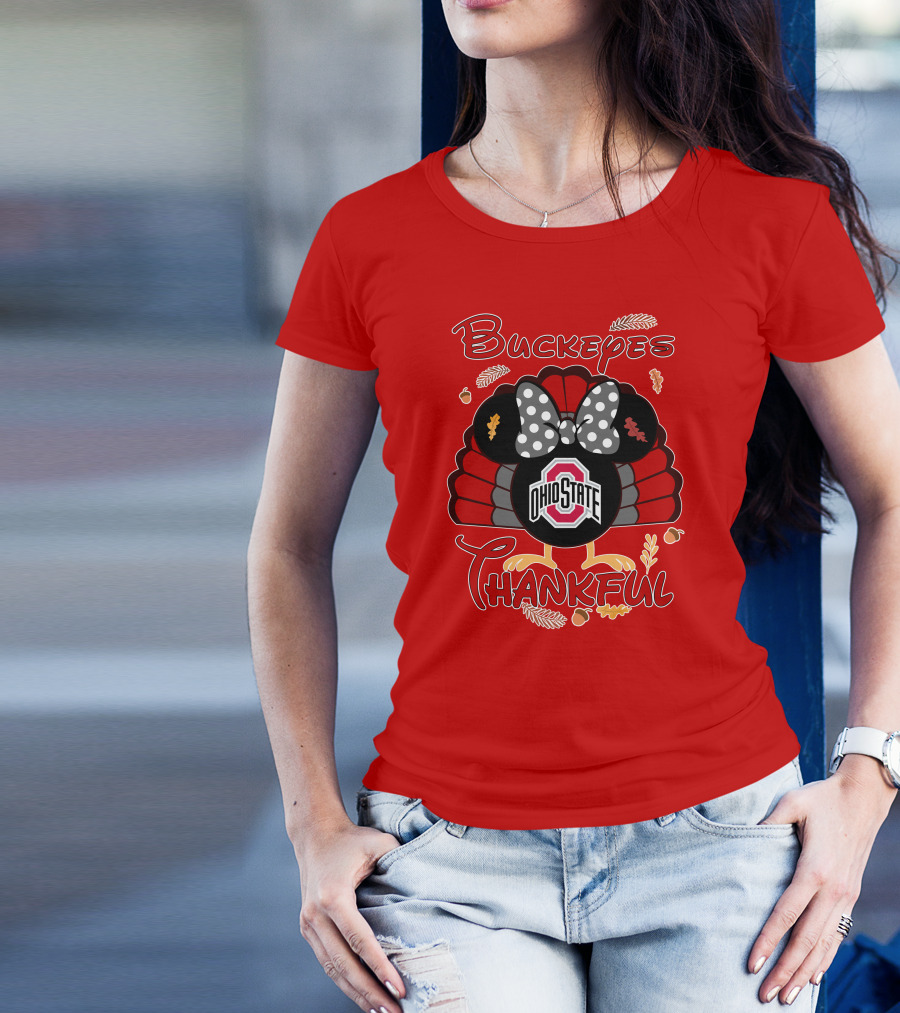 Buckeyes Thankful Ohio State Minnie Thanksgiving T-Shirt