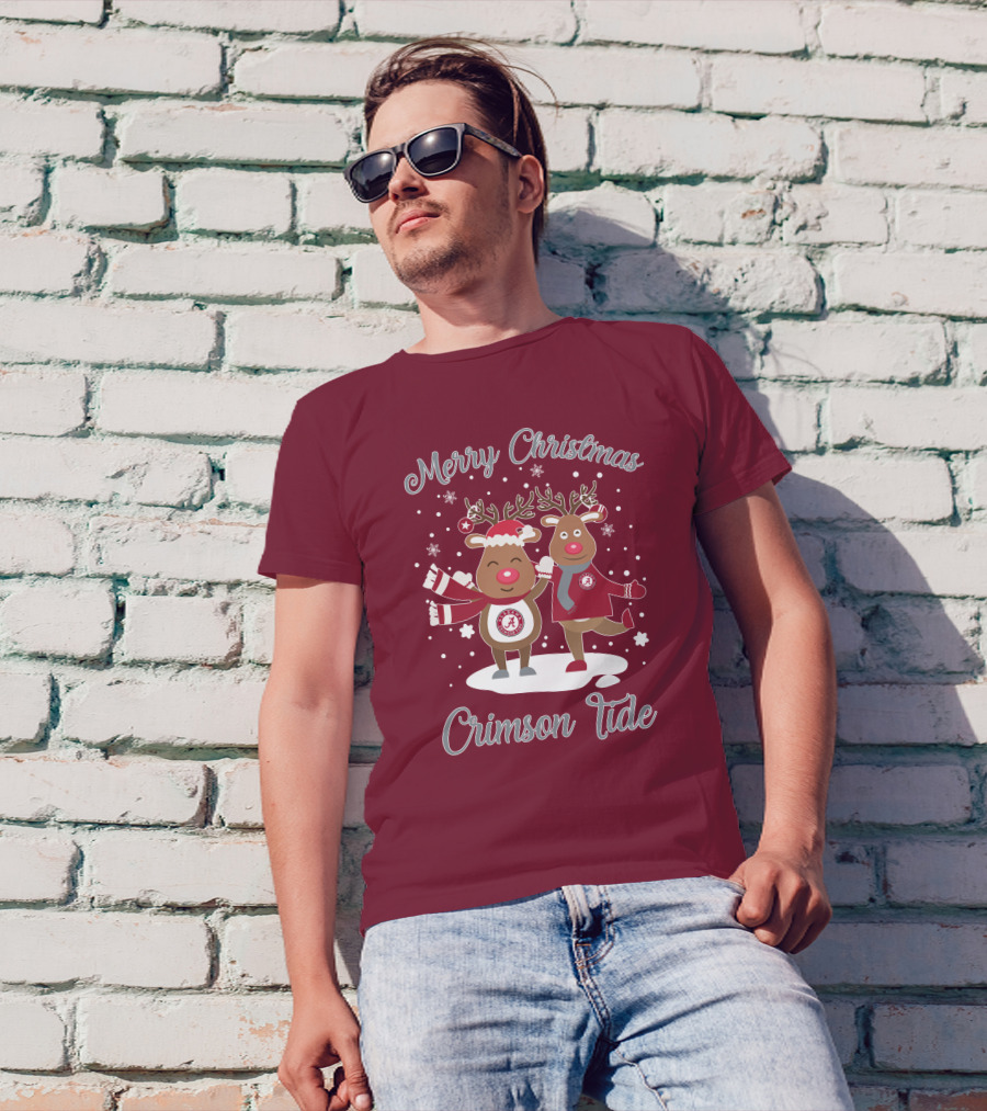 Crimson Tide Merry Christmas Reindeer T-Shirt