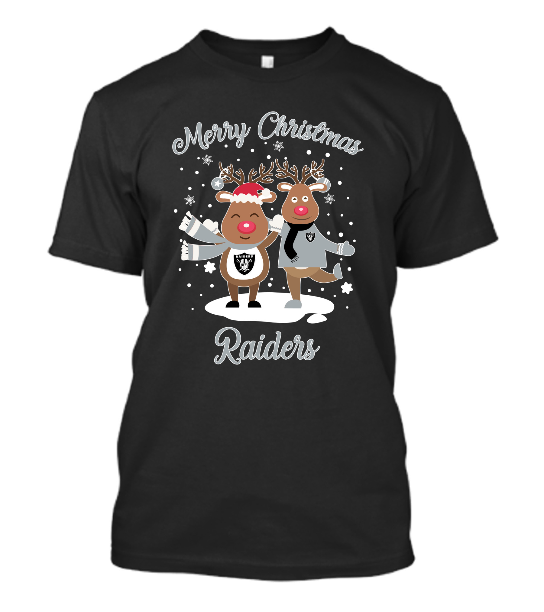 Merry Christmas Raiders Reindeer Holiday Fun T-Shirt