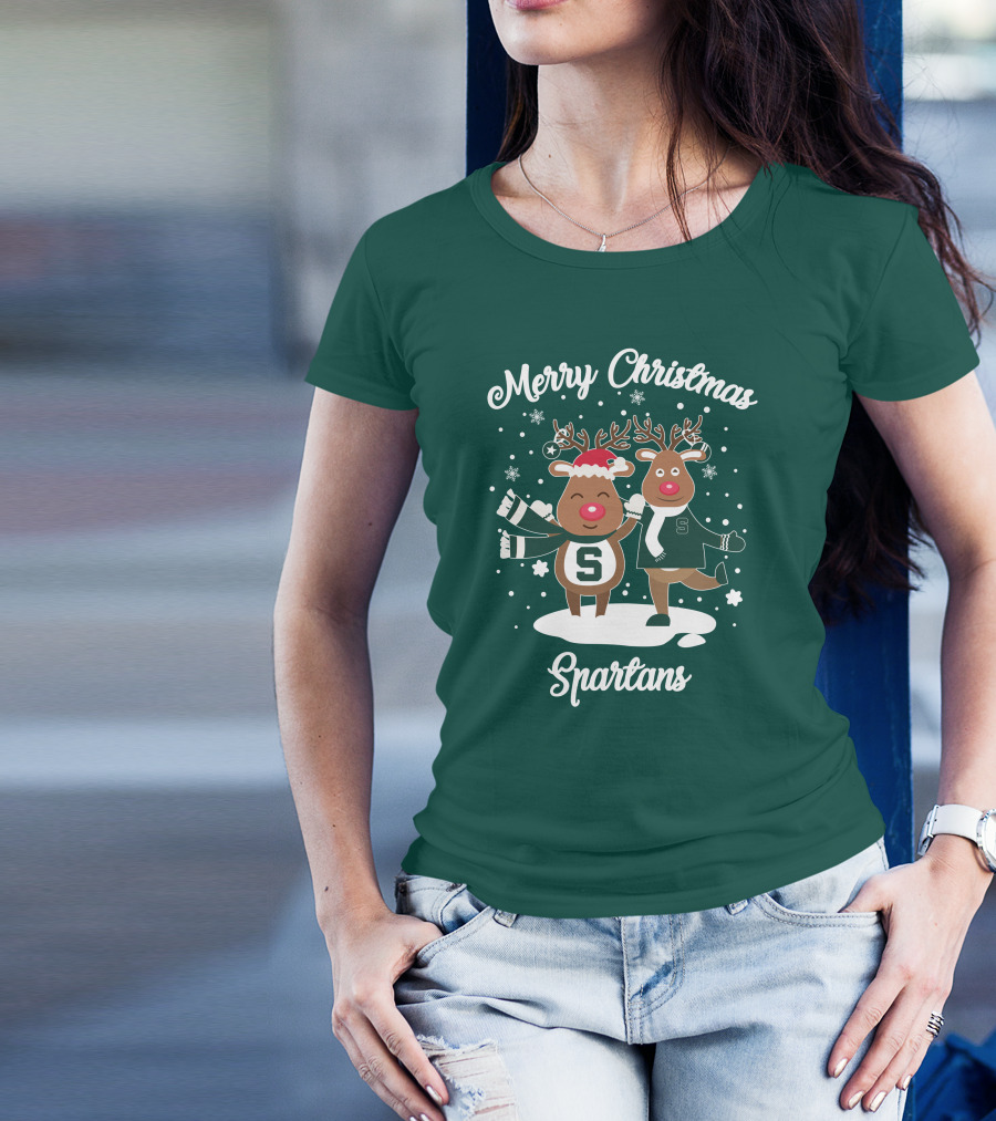 Merry Christmas Michigan State Spartans Reindeer T-Shirt