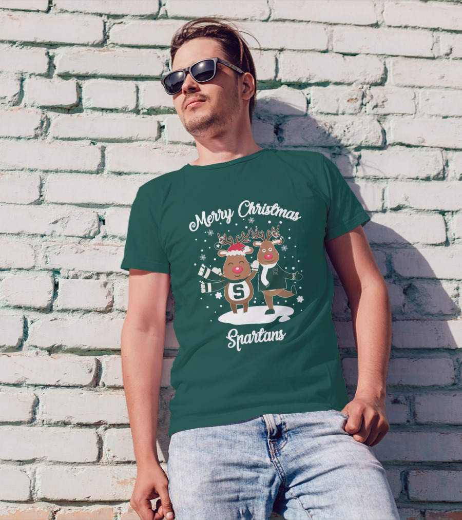 Merry Christmas Michigan State Spartans Reindeer T-Shirt