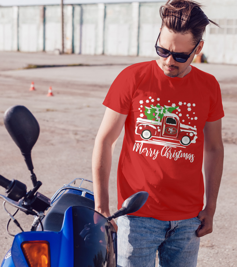 San Francisco 49ers SF Vintage Truck Merry Christmas T-Shirt