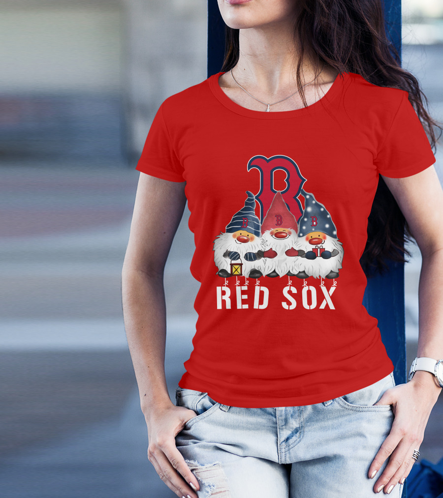 Boston Red Sox Merry Christmas Happy Holidays Gnomes T-Shirt