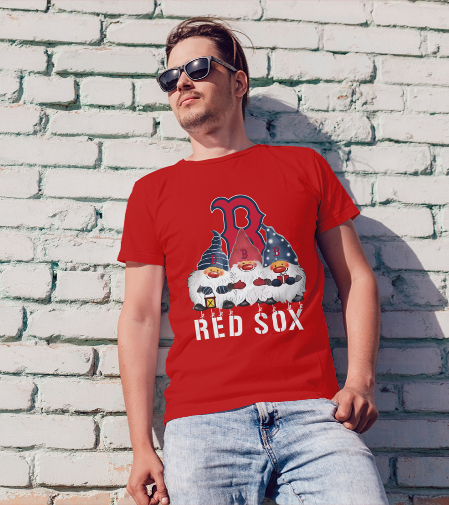 Boston Red Sox Merry Christmas Happy Holidays Gnomes T-Shirt
