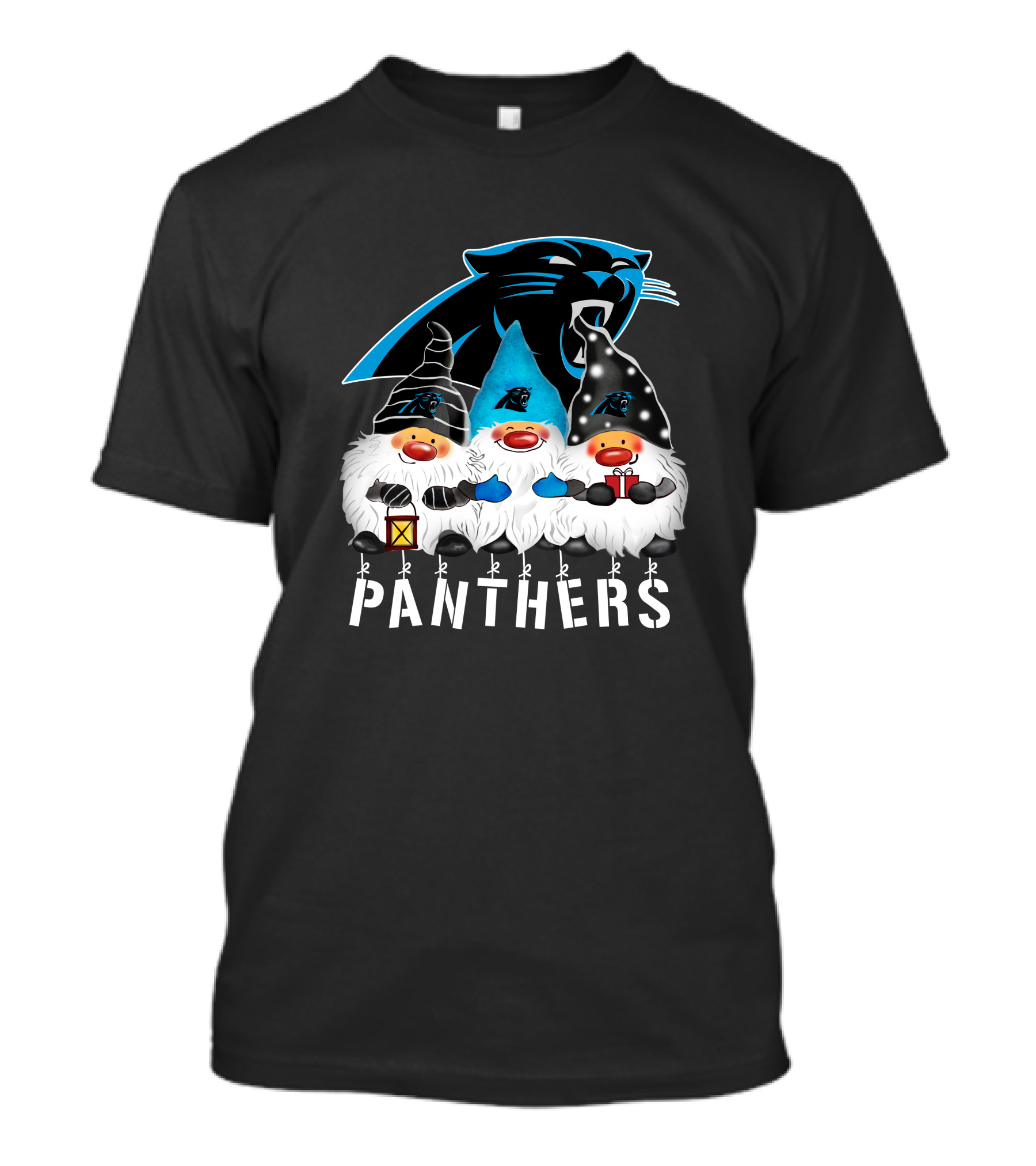 Panthers Christmas Gnomes Carolina Panthers Merry Christmas Happy Holidays T-Shirt