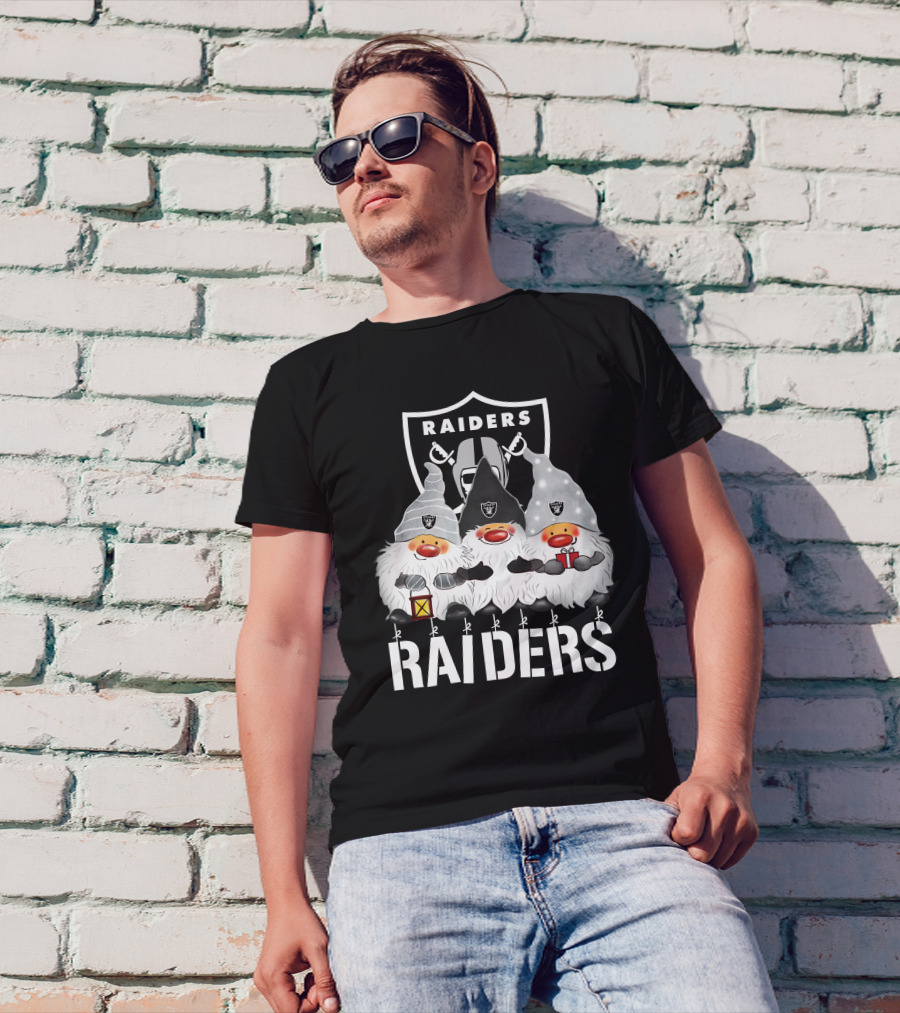 Las Vegas Raiders Merry Christmas Happy Holidays Raiders Gnomes T-Shirt