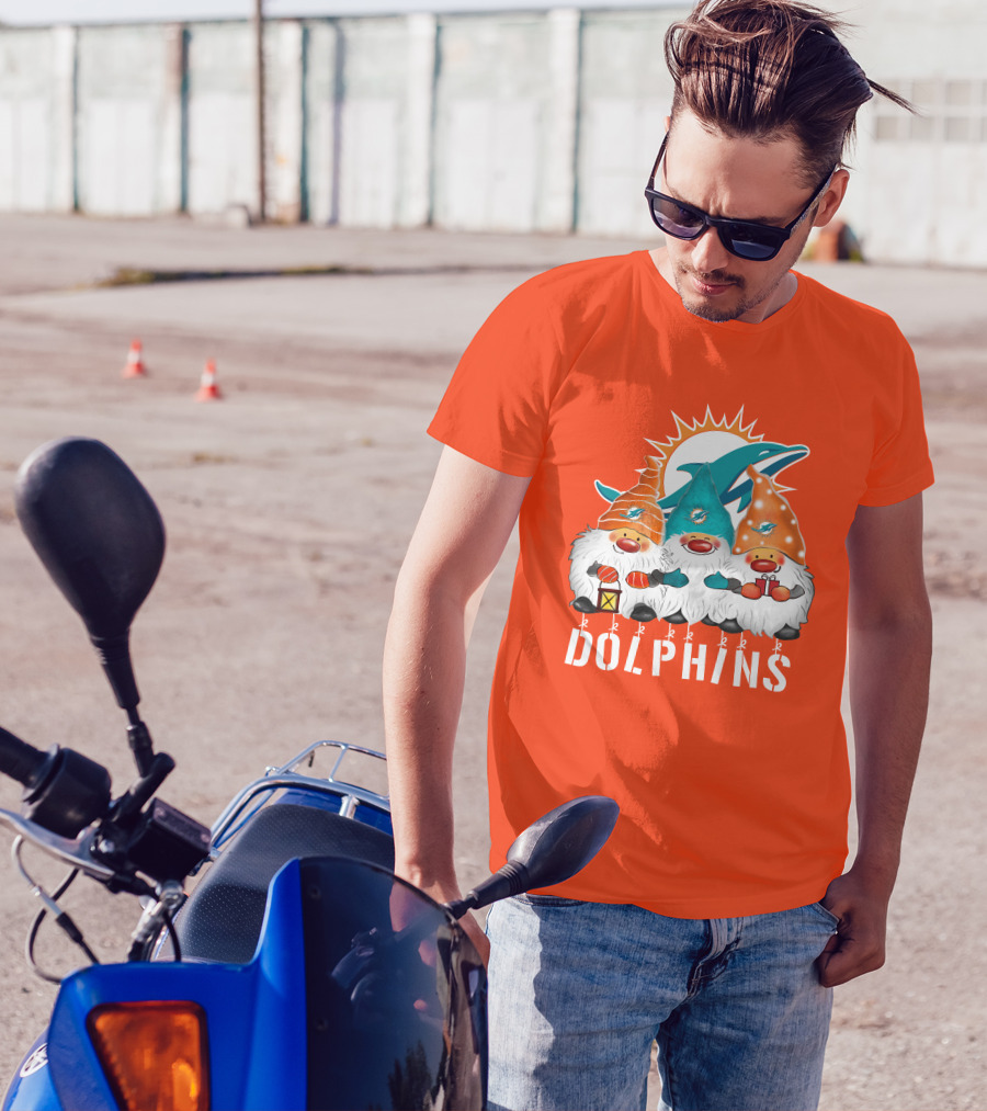Miami Dolphins Merry Christmas Happy Holidays Gnomes T-Shirt