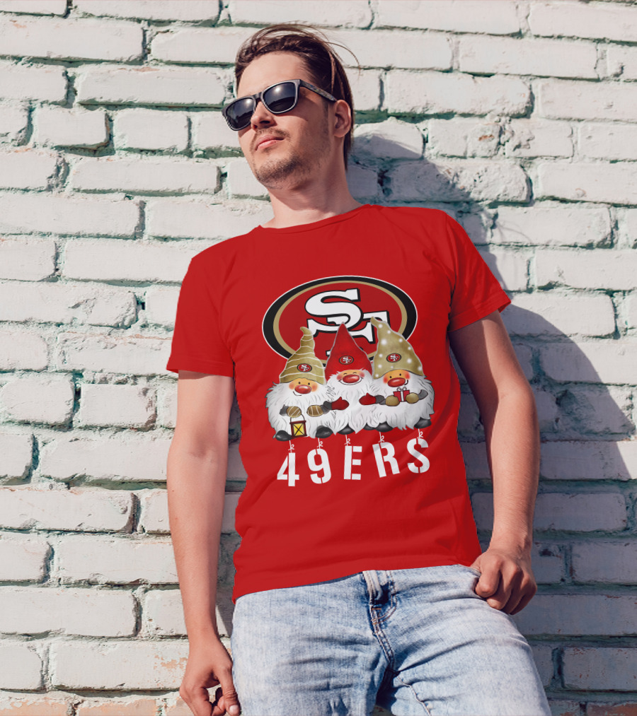 San Francisco 49ers Merry Christmas Happy Holidays Gnomes 49ers T-Shirt