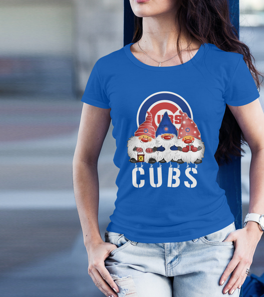 Chicago Cubs Merry Christmas Happy Holidays Festive Gnomes T-Shirt