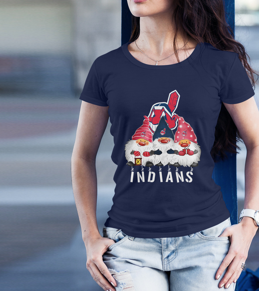 Cleveland Indians Merry Christmas Happy Holidays Gnomes Chief Wahoo T-Shirt