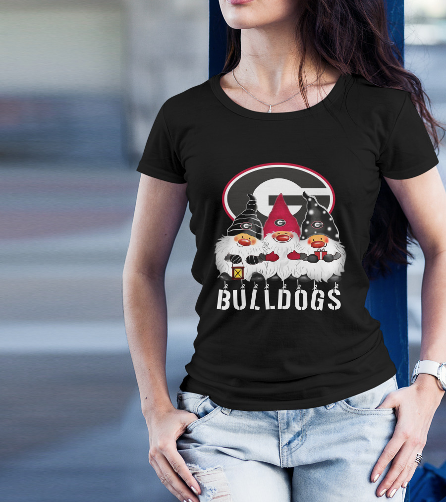 Georgia Bulldogs Merry Christmas Happy Holidays Gnomes T-Shirt