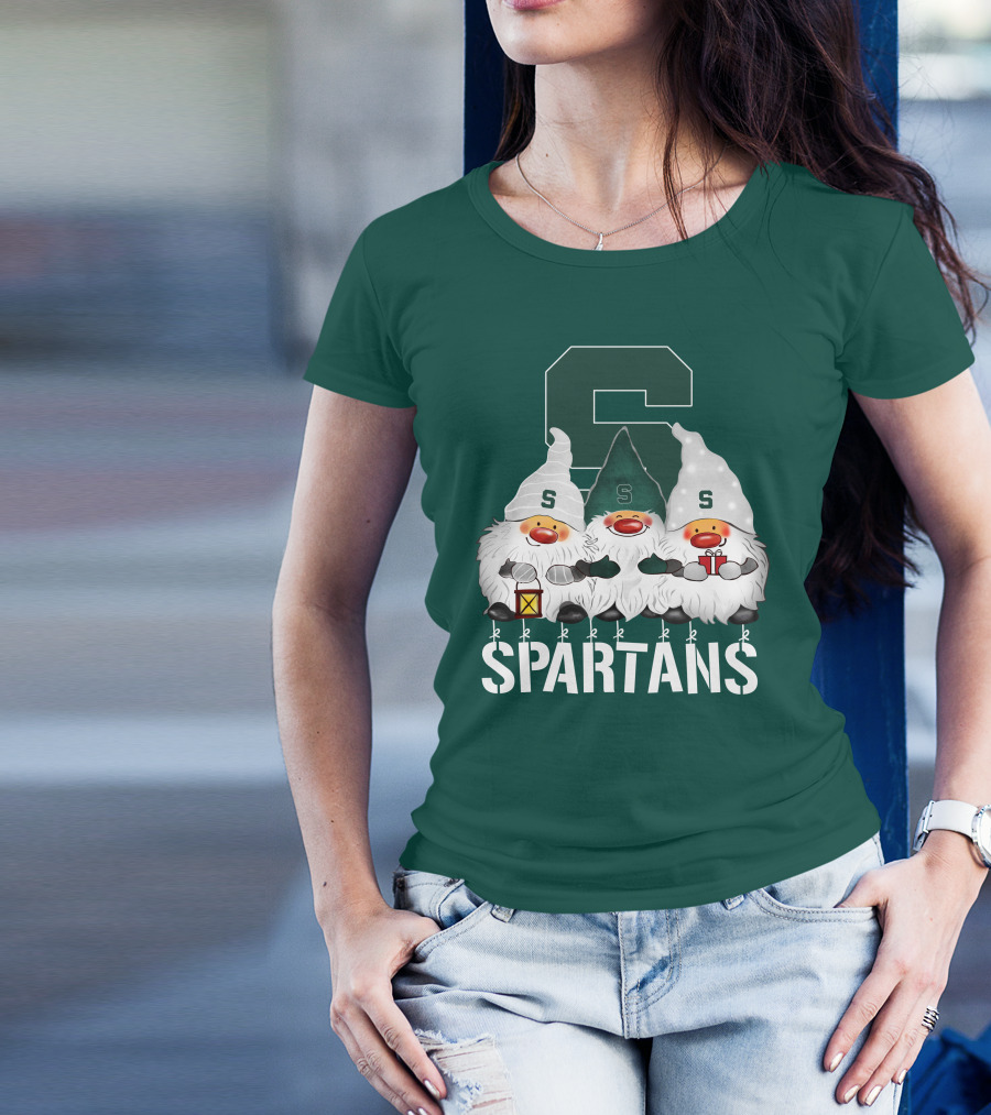 Michigan State Spartans Christmas Gnomes Holiday Celebrations T-Shirt