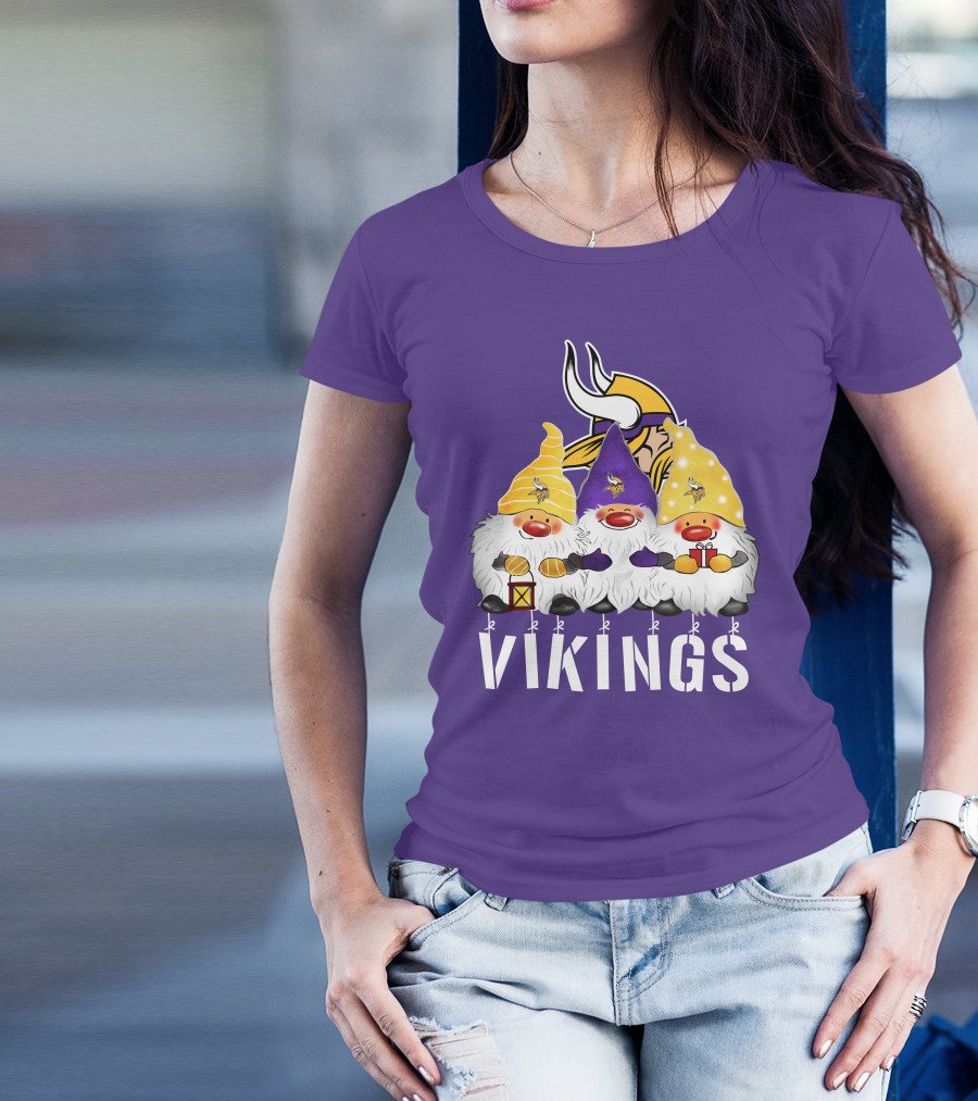 Minnesota Vikings Merry Christmas Happy Holidays Gnomes T-Shirt