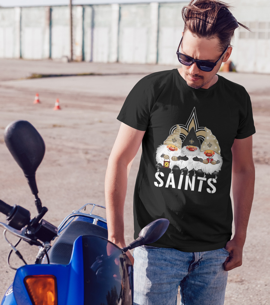 New Orleans Saints Merry Christmas Happy Holidays Gnomes Fleur-de-lis T-Shirt