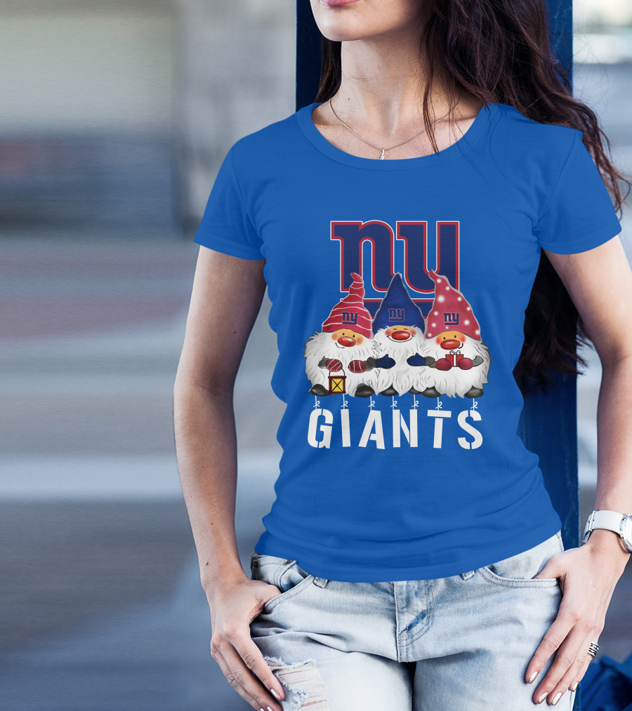New York Giants Merry Christmas Happy Holidays Gnomes T-Shirt