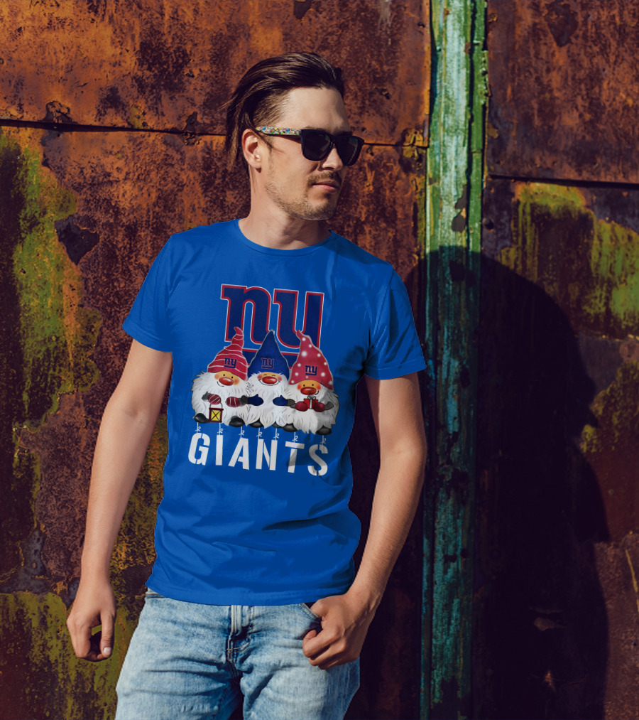New York Giants Merry Christmas Happy Holidays Gnomes T-Shirt