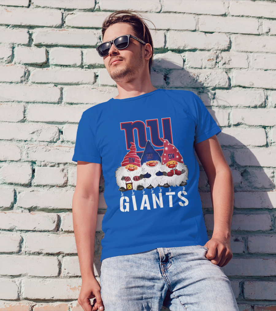 New York Giants Merry Christmas Happy Holidays Gnomes T-Shirt