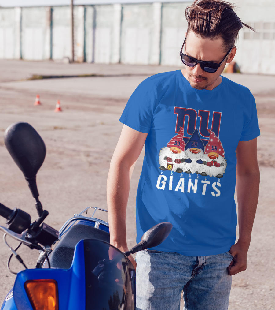New York Giants Merry Christmas Happy Holidays Gnomes T-Shirt