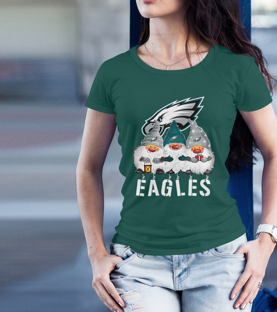 Philadelphia Eagles Christmas Gnomes Happy Holidays T-Shirt
