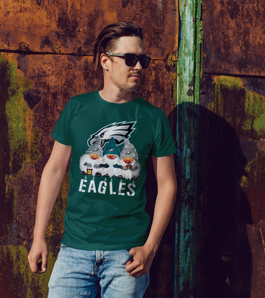 Philadelphia Eagles Christmas Gnomes Happy Holidays T-Shirt