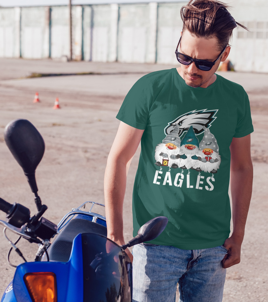 Philadelphia Eagles Christmas Gnomes Happy Holidays T-Shirt
