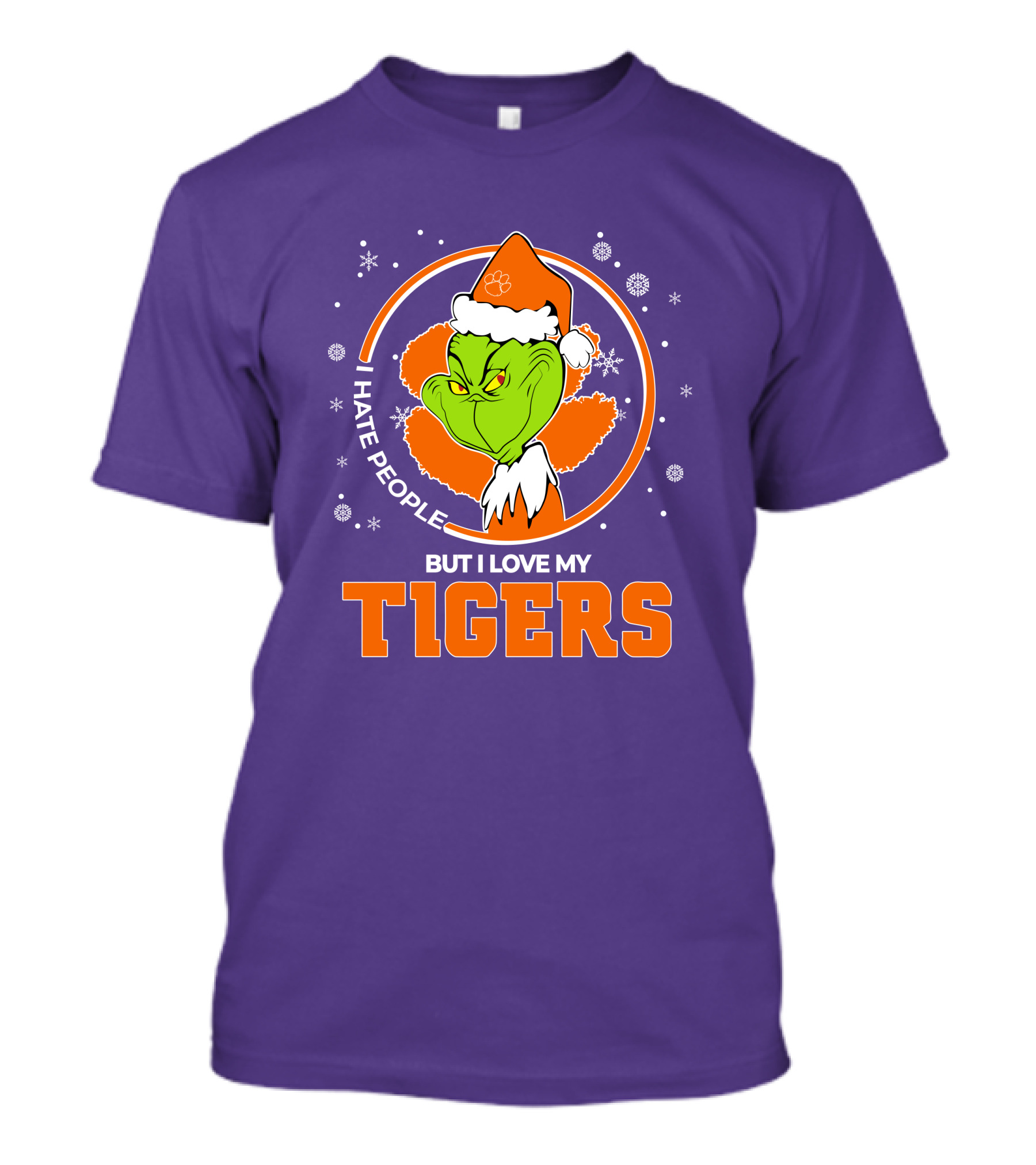 Christmas Grinch Santa I Hate People But I Love My Tigers T-Shirt
