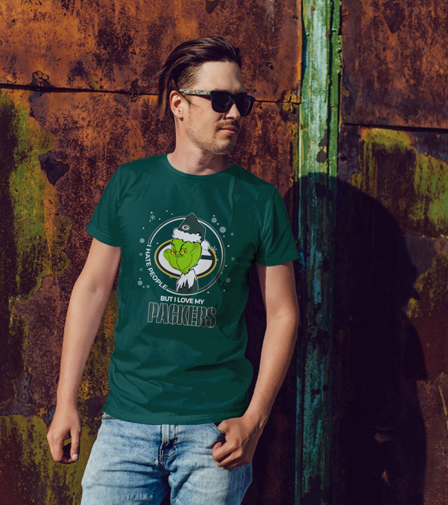 Christmas Grinch Santa I Hate People But I Love My Packers T-Shirt