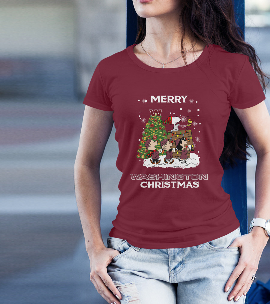 Merry Washington Christmas Tree Featuring Peanut Characters T-Shirt