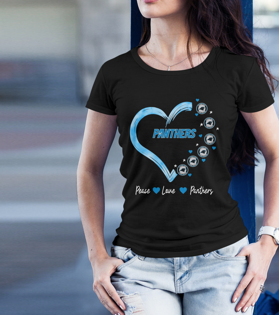Peace Love Carolina Panthers Heart Logo Fan T-Shirt