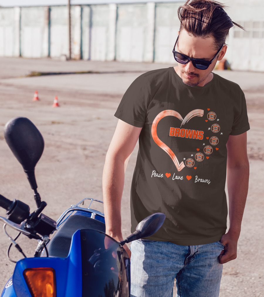 Peace Love Heart Browns Cleveland Browns T-Shirt