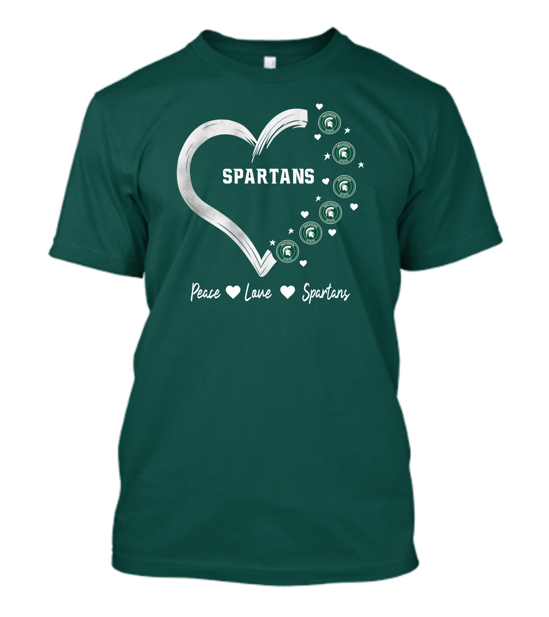 Peace Love Spartans Michigan State Spartans Heart T-Shirt