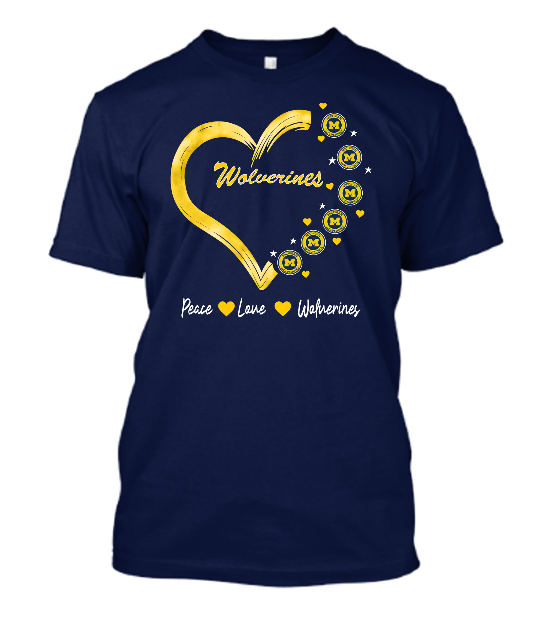 Peace Love Wolverines Heart M T-Shirt