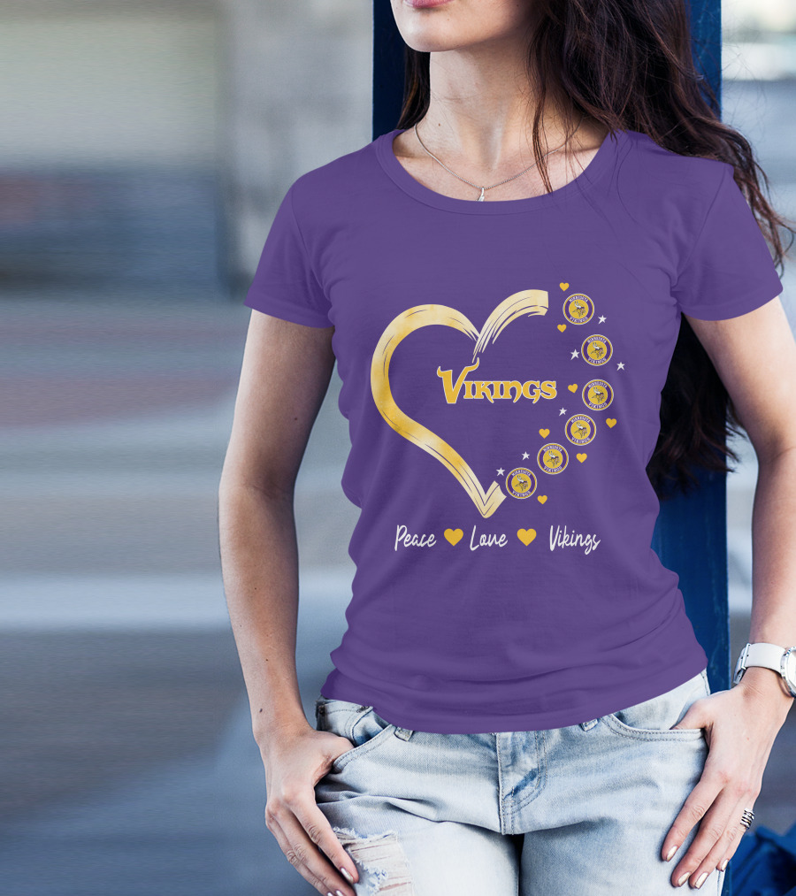 Peace Love Minnesota Vikings Heart T-Shirt