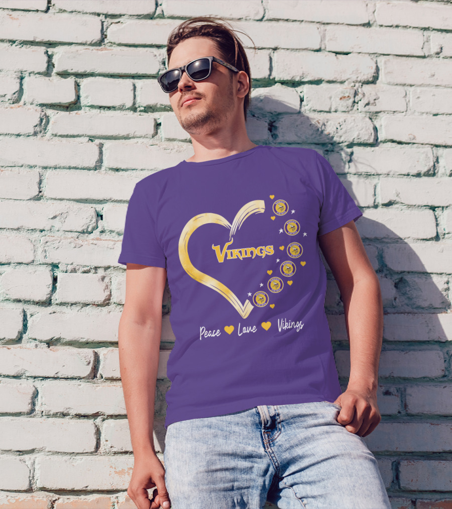 Peace Love Minnesota Vikings Heart T-Shirt