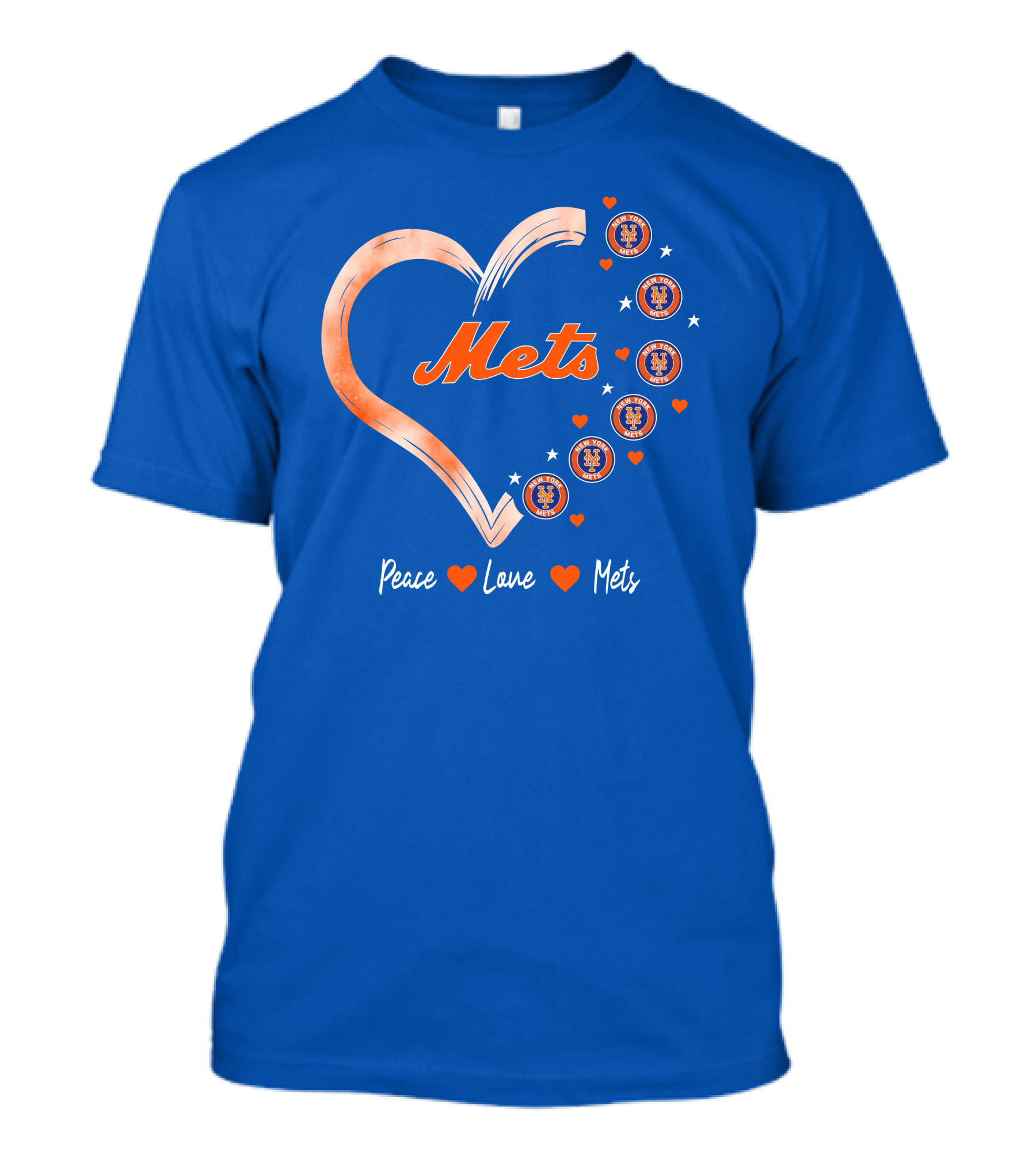 Peace Love Mets New York Mets Logos Hearts T-Shirt