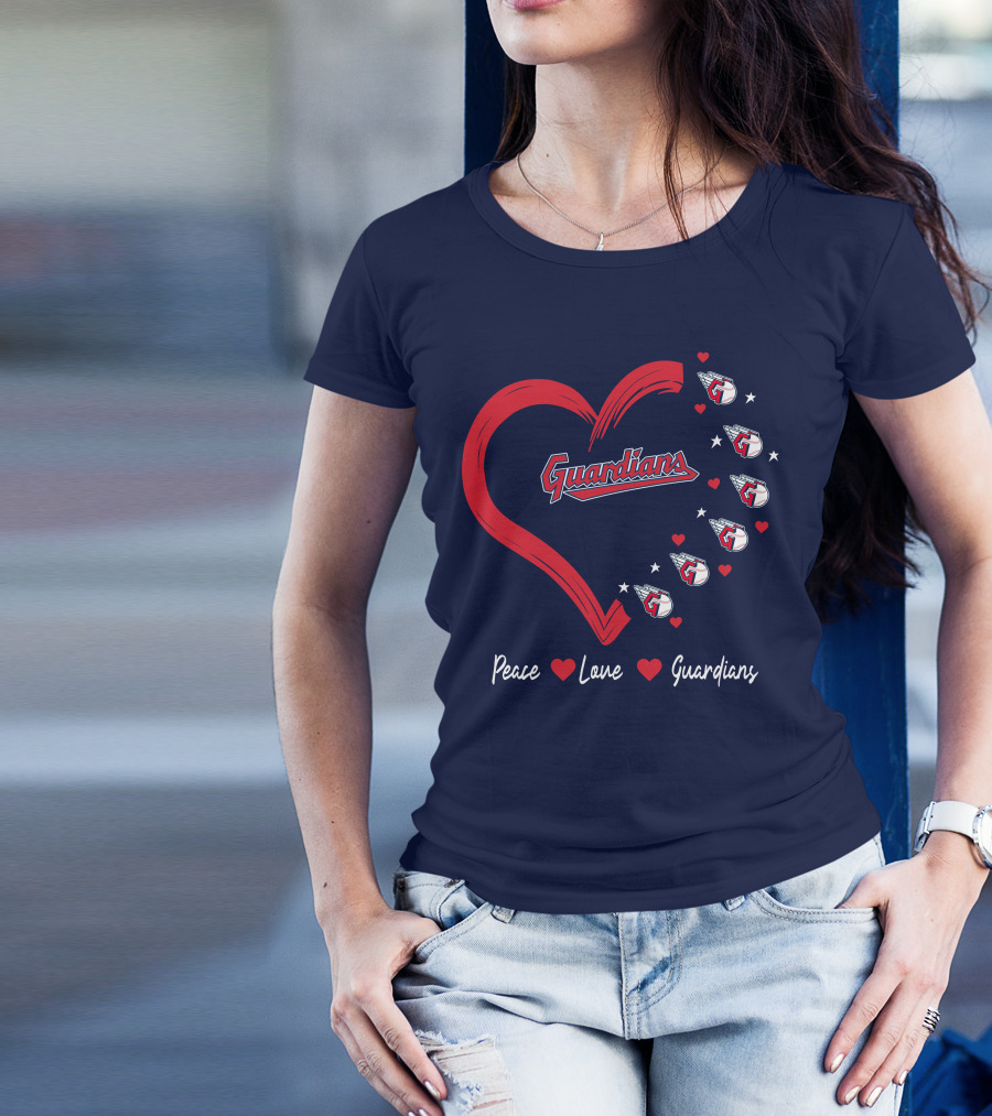 Peace Love Guardians Heart And Baseball T-Shirt