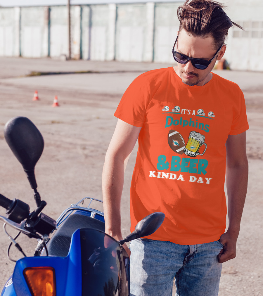 Miami Dolphins Beer Football And Helmet Kind Of Day T-Shirt